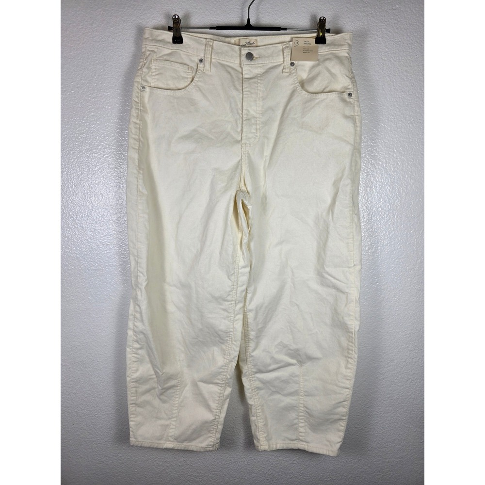 Universal Thread Easy Barrel Corduroy Pants Womens 14 Cream High Rise Off-White